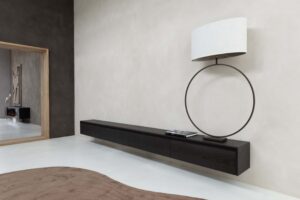 Maeve | Zwevend TV meubel | 4 Kleppen | Eiken | 220 – 400 cm