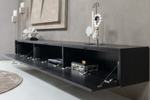 Jessie | Zwevend tv-meubel | Strak | Eiken | Scandinavisch Design | 3 Kleppen | 180 – 300 cm