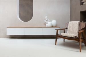 Nika | Zwevend tv-meubel | 2 Kleuren | MDF & Eiken | Scandinavisch Design | 3 Kleppen | 180 – 300 cm