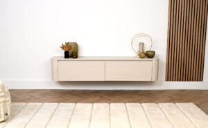 Runa | Zwevend tv-meubel | Eiken | Rond Design | 2 Kleppen | 120 – 160 cm