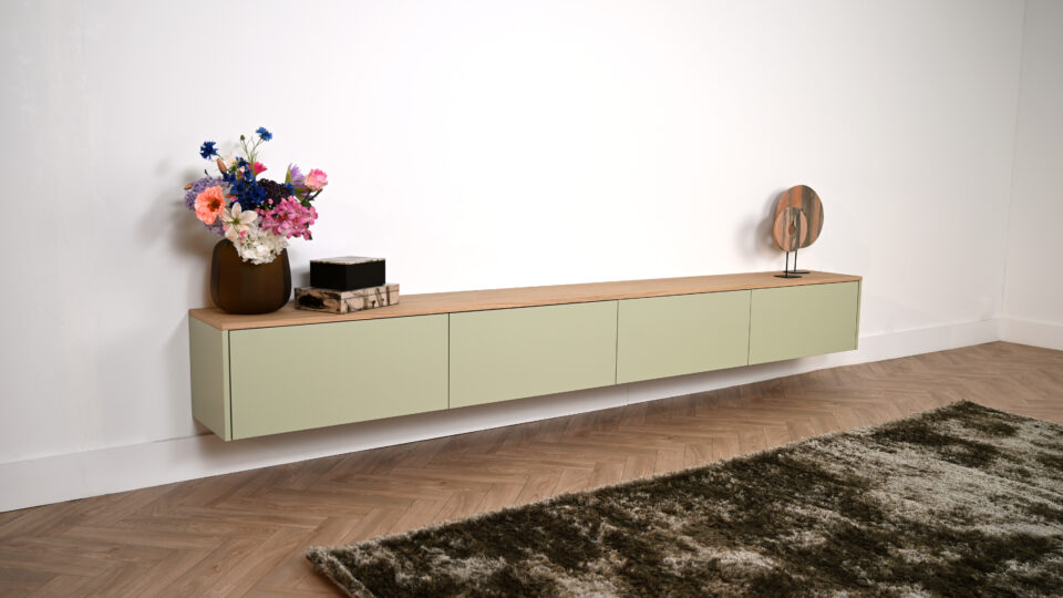 Scandinavisch zwevend tv meubel met 4 kleppen