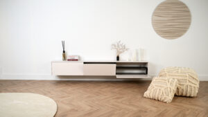 Jessie | Zwevend tv-meubel | Strak | MDF | Scandinavisch Design | 3 Kleppen | 180 – 300 cm