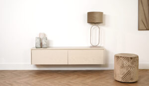 Maeve | Zwevend TV meubel | 2 Kleppen | Eiken | 120 – 160 cm