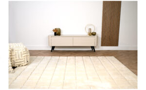 Runa | tv meubel met zwarte retro pootjes | Eiken | Rond Design | 2 Kleppen | 120 – 160 cm