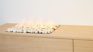 Jackson | tv meubel met openhaard met stenen | Eiken | 3 Kleppen | 200 – 300 cm Blanco Eiken