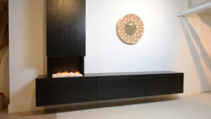 Jackson | tv meubel met openhaard met stenen en koof | Eiken | 3 Kleppen | 200 – 300 cm Eiken