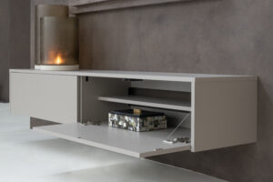 Murphy | Zwevend tv-meubel | Melamine | Scandinavisch Design | 2 Kleppen | 120 – 180 cm