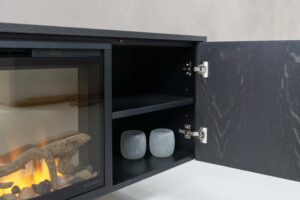 Johnson | Zwevend tv-meubel | Met elektrische haard | 74 inch | MDF | Scandinavisch Design | 2-Deurs | 250 – 300 cm