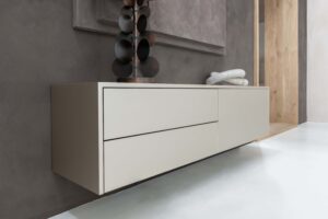 Jessie | Zwevend tv-meubel | Strak | MDF | Scandinavisch Design | 2 Lades 1 klep | 120 – 200 cm