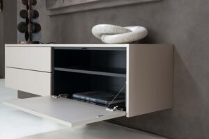 Jessie | Zwevend tv-meubel | Strak | MDF | Scandinavisch Design | 2 Lades 1 klep | 120 – 200 cm